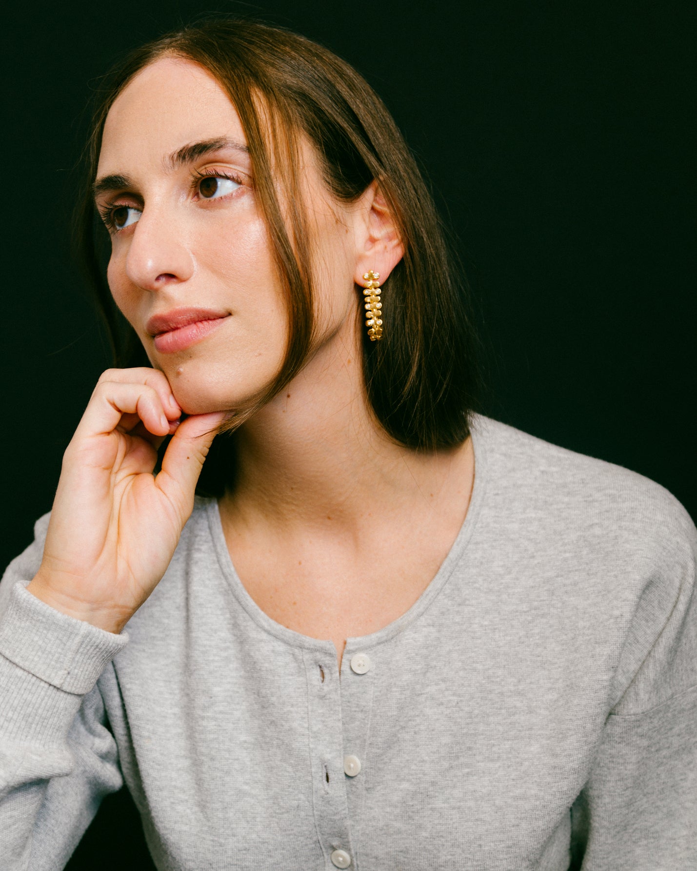 Twin Idol Earrings with Gems