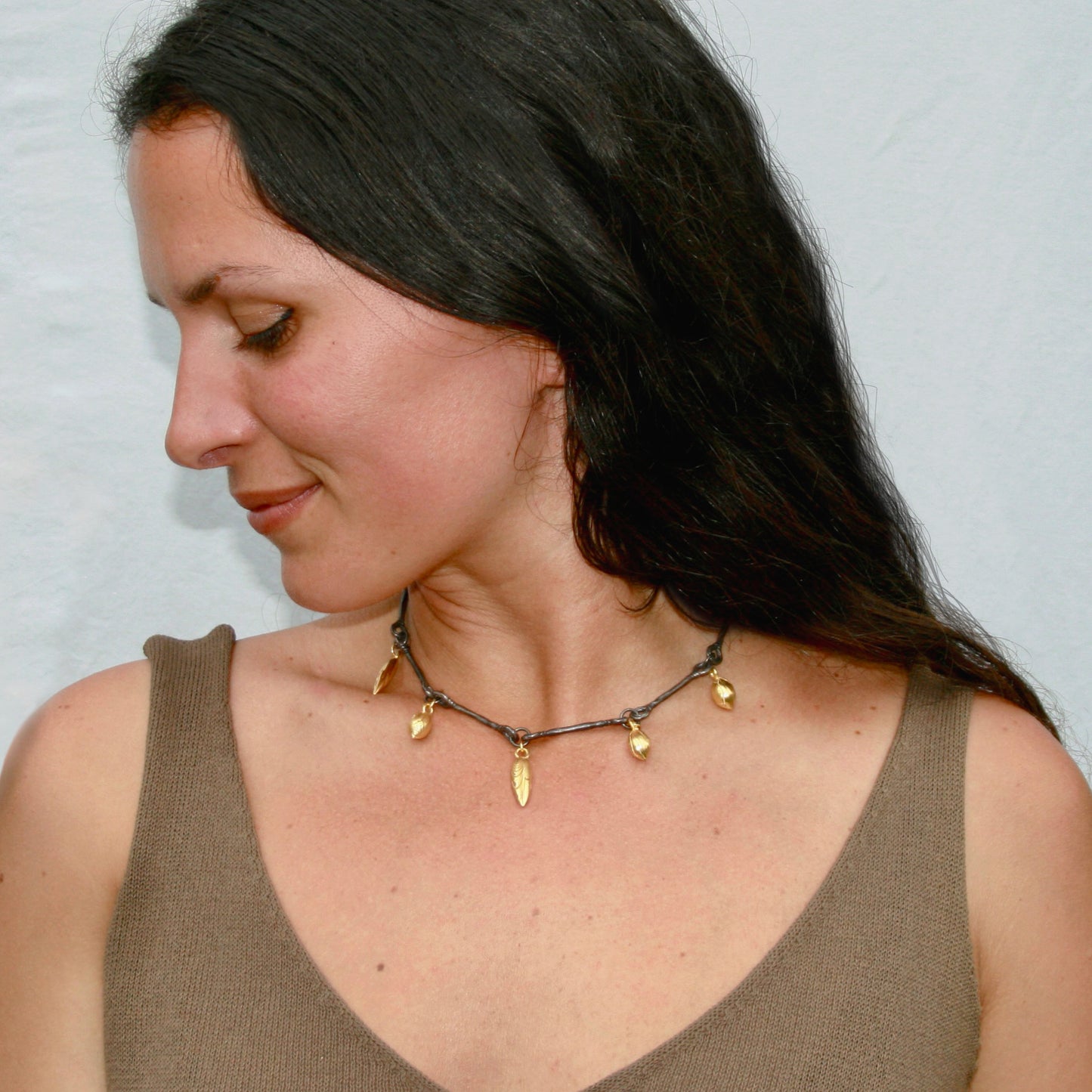 Date & Olive Seed Choker in Two Tones
